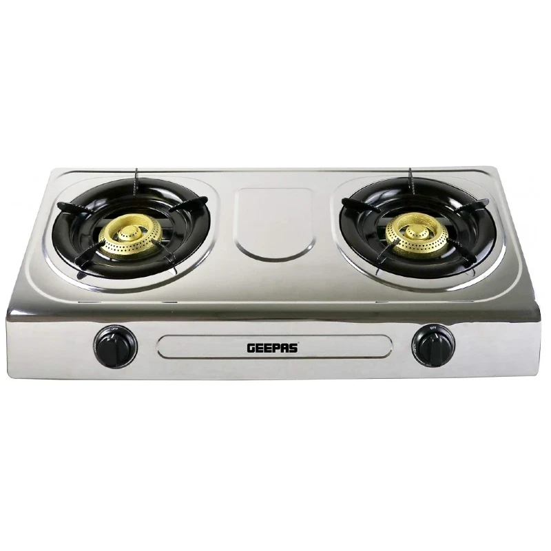 Geepas Double Burner Gas Stove GK5605 - Stainless Steel, Auto Ignition