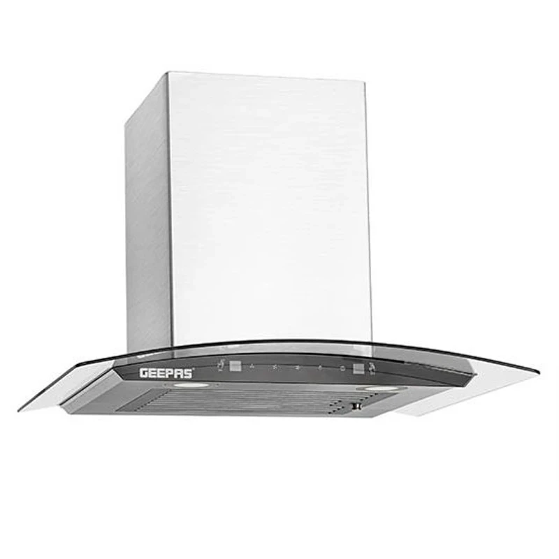 Geepas 60cm Curved Glass Chimney Hood GHD601 - Stainless Steel