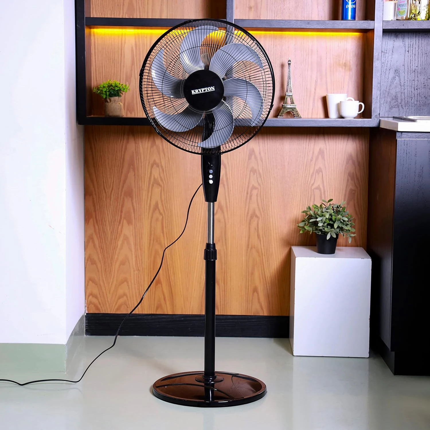 Krypton 16-inch Stand Fan with Remote KNF6274 - 5 Leaf Blade, Copper Motor