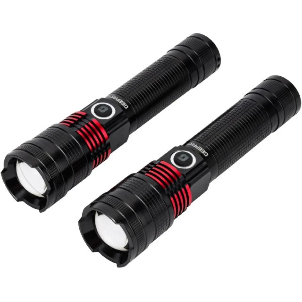 Geepas Rechargeable Flashlight GFL4667 - Pack of 2 Torches