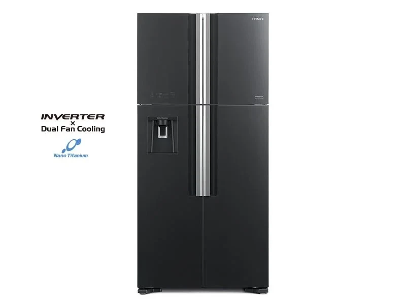 Hitachi 550L 4-Door Fridge | Glass Grey, Water Dispenser