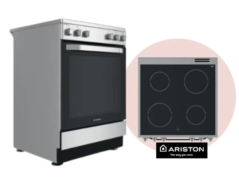 Ariston 60cm Full Electric Cooker | 4-Zone, Stainless Steel