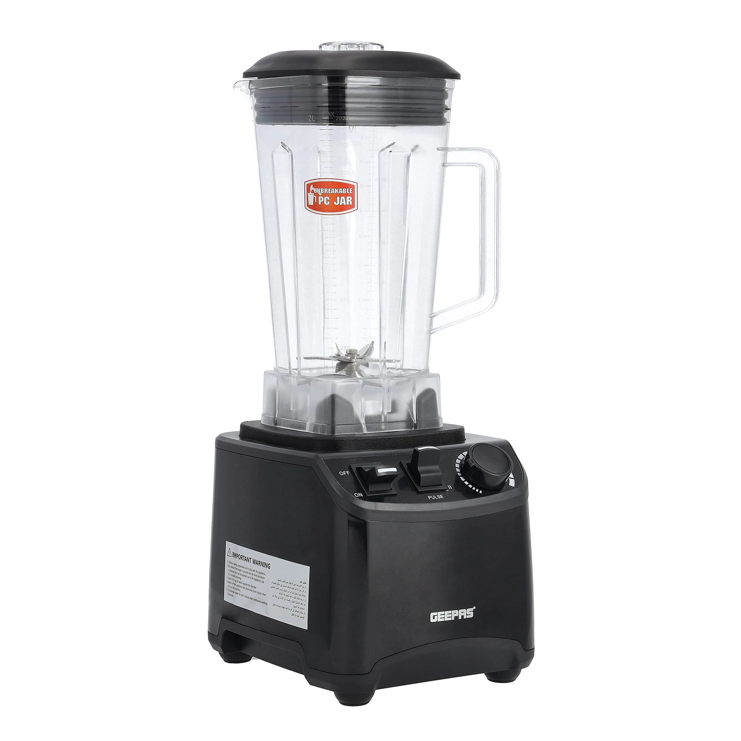 Geepas Commercial Blender GSB44078 - 1800W Heavy Duty