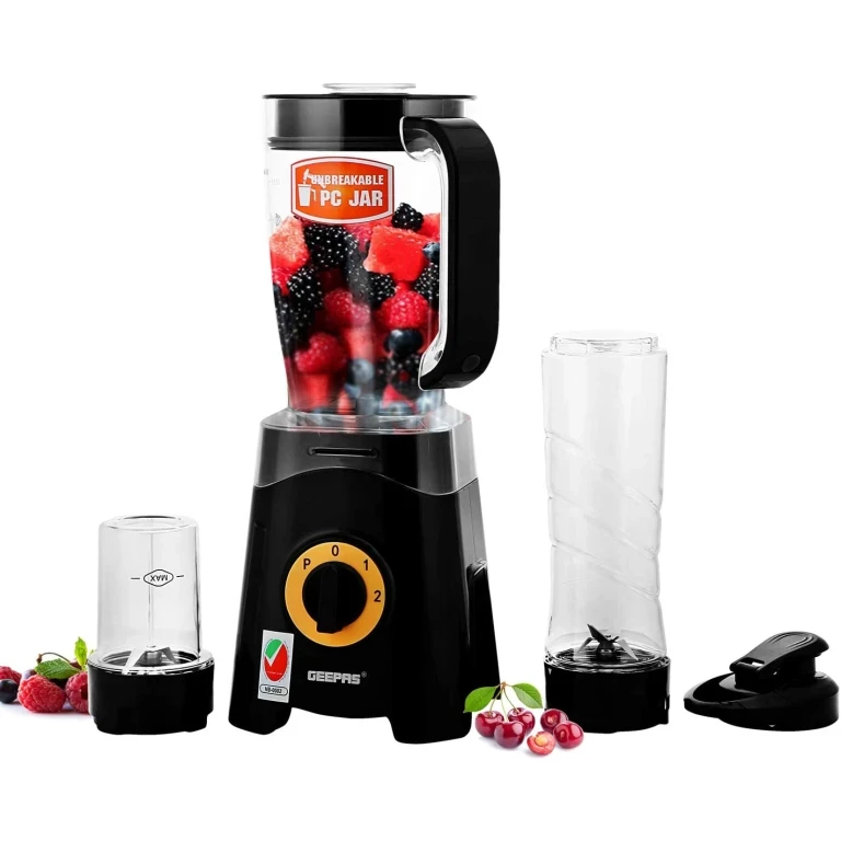 Geepas 3-in-1 Blender GSB44033 - 1.5L Unbreakable Jar, Smoothie Jar, 350W
