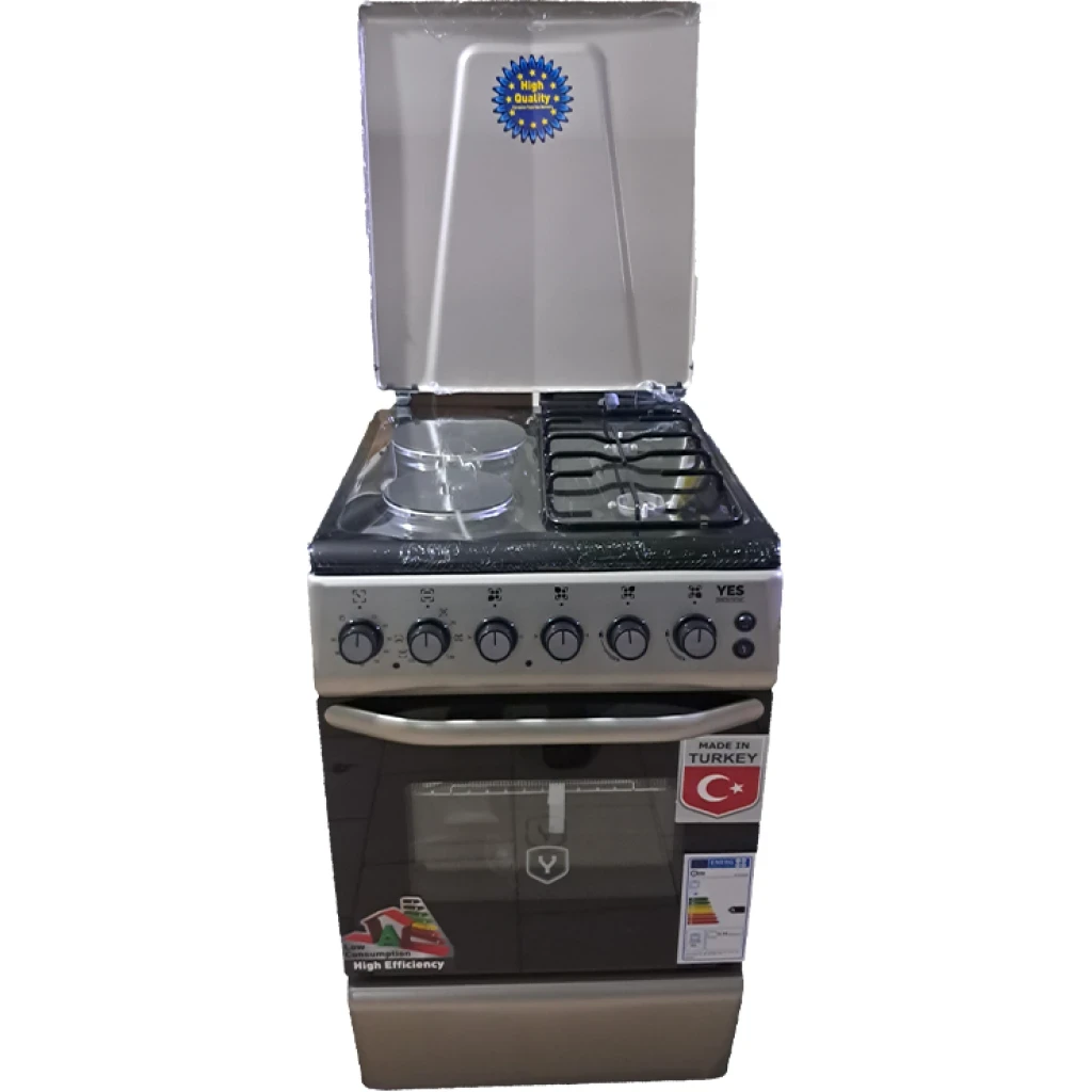 Yes 2 electric, 2 gas burners and electric oven YS-5622GTB