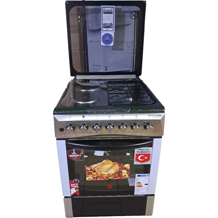 Klass KL6622TI2 1 Electric + 2 Gas Burner Cooktop with FFD, Electric Oven with Rotisserie Rod